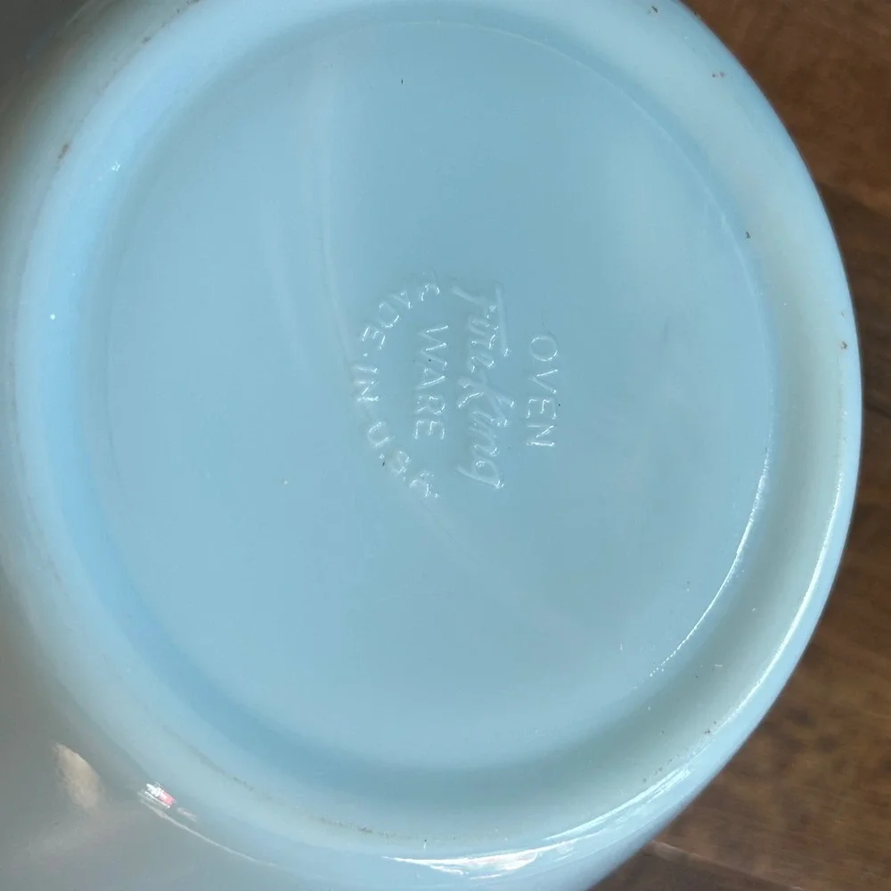 Fire King Blue Delphite Nesting Mixing Bowls Vintage Milk Glass Set of 2 USA